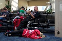 Even een power nap op vliegveld