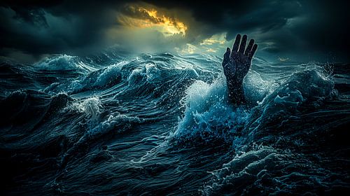 Zeespiegelstijging - Een wanhopige hand reikt naar hulp