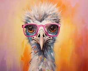 Struisvogel met Bril | Struisvogel Pop Art van De Mooiste Kunst