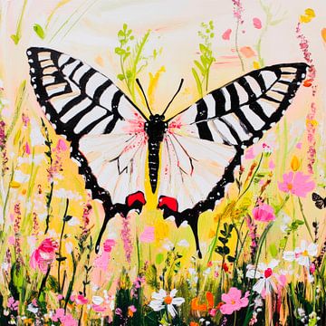 Butterfly in a flowering field