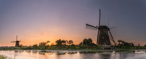 Panorama zonsondergang Kinderdijk