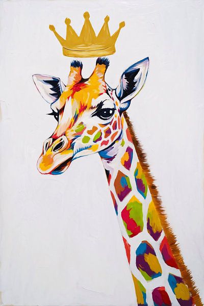 Girafe colorée avec couronne dorée par Imperial Art House