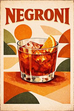 Retro Modern Negroni Cocktail Poster