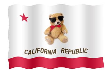 California vlag met teddybeer van Grüntyers .