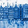 Grachtepandjes in Delfts Blauw  Amsterdamse charme in aquarelstijl van Dutch Art Works