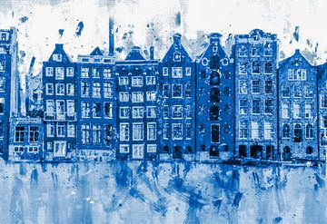 Aan de Delftsblauwe Amsterdamse grachten van Dutch Art Works