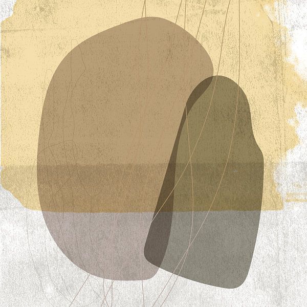 Abstracte organische vormen in zachte pasteltinten van Abstract Minimalist Art