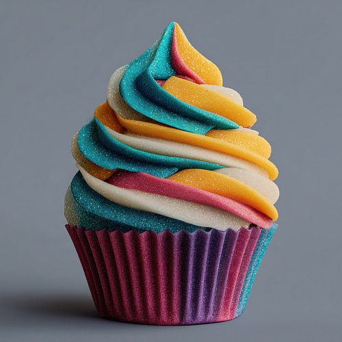 Muffinteig gelb-blau-rosa