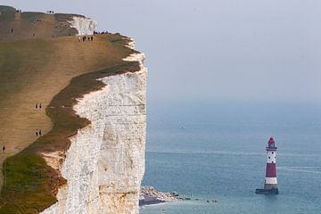 Lighthouse at the white cliffs of Birling Gap, England by Nynke Altenburg