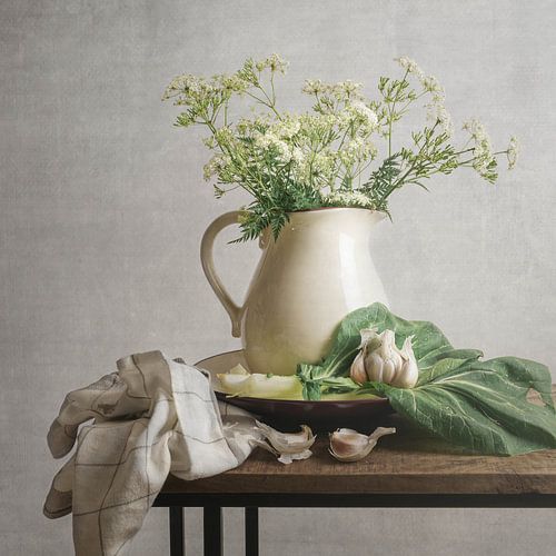 Still life. Flowers. Flute herb. Grey. by Alie Ekkelenkamp