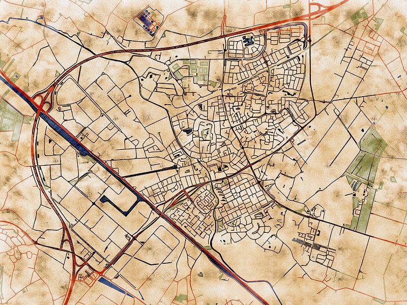 Map of Veghel with the style 'Serene Summer' by Maporia