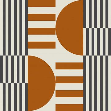 Style rétro géométrique abstrait en or foncé, taupe, gris XXI sur Dina Dankers