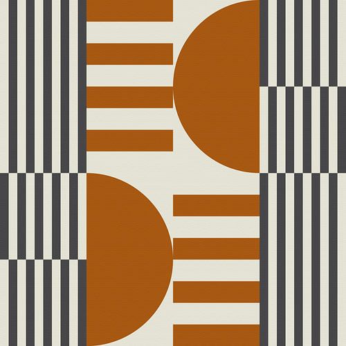 Abstracte geometrische retrostijl in donker goud, taupe, grijs XXI