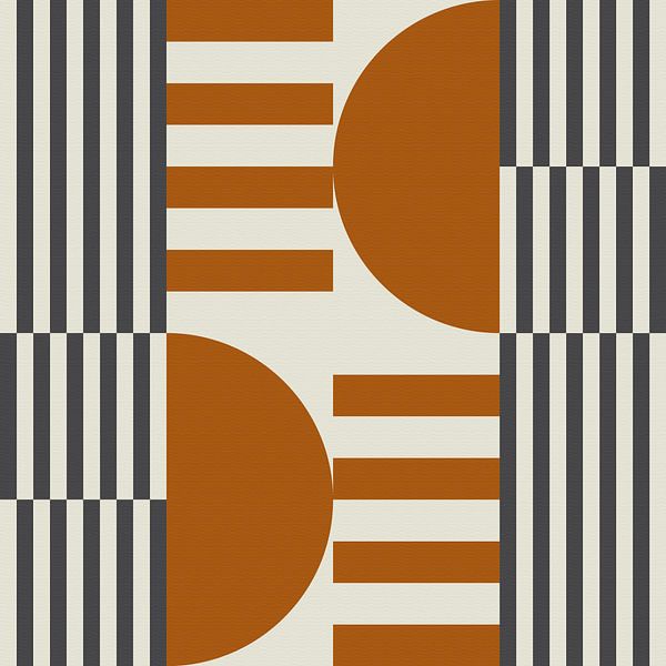 Abstract geometric retro style in dark gold, taupe, grey XXI by Dina Dankers
