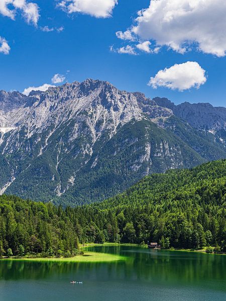 View over the Lautersee to the Karwendel Mountains near Mittenwal by Rico Ködder