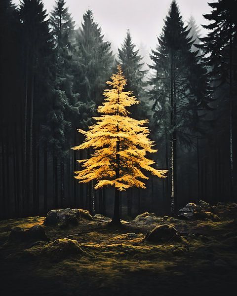 Herfstbos van fernlichtsicht
