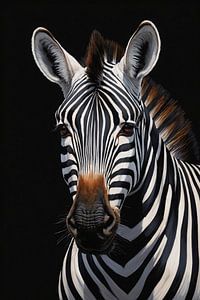 Zwart-witte Zebra Portret in Detail van De Muurdecoratie