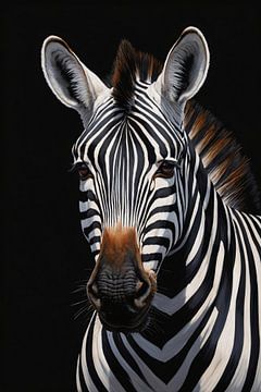 Zwart-witte Zebra Portret in Detail van De Muurdecoratie