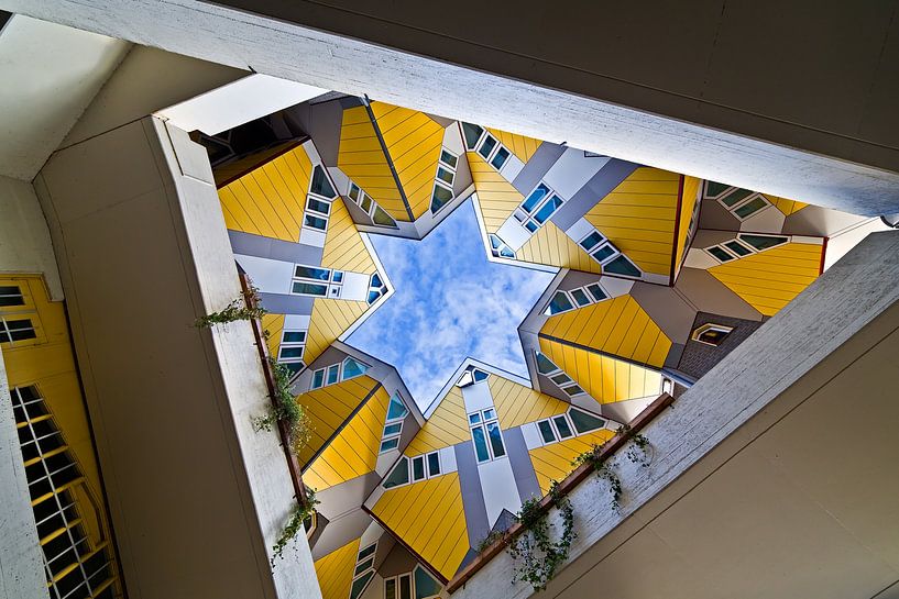 Cube houses seen from below in Rotterdam by Anton de Zeeuw