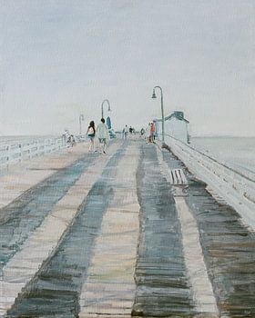 Die Seebrücke bei Nacht.