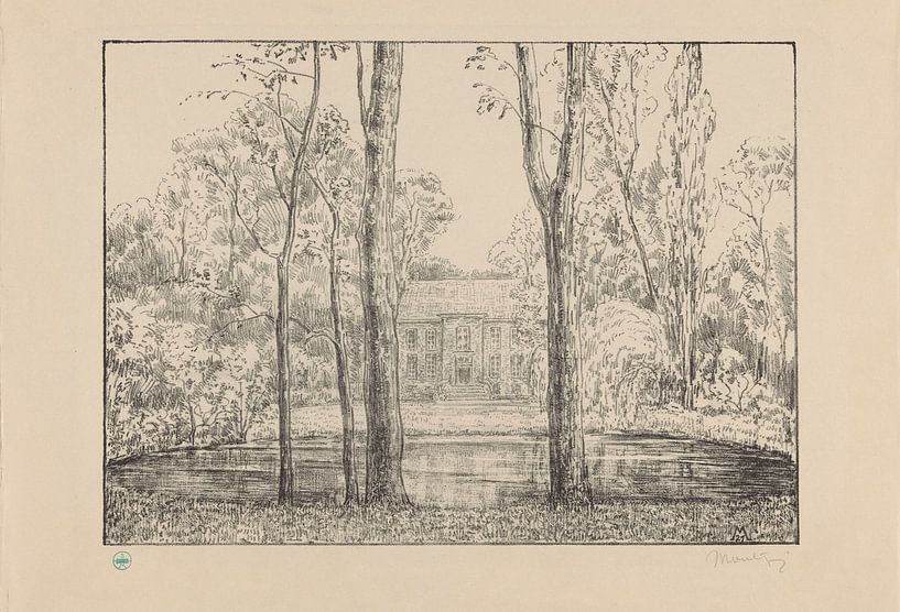 Simon Moulijn, Blick auf das Landhaus des Landguts Cromvliet. 1927 von Atelier Liesjes
