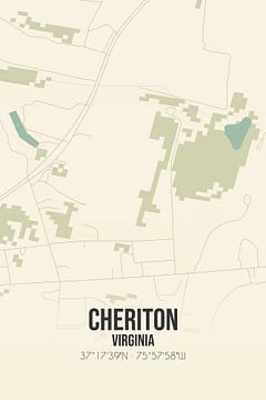 Carte ancienne de Cheriton (Virginie), USA. sur Rezona