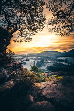 Prachtig uitzicht op de natuur vanaf een rots van Fotos by Jan Wehnert