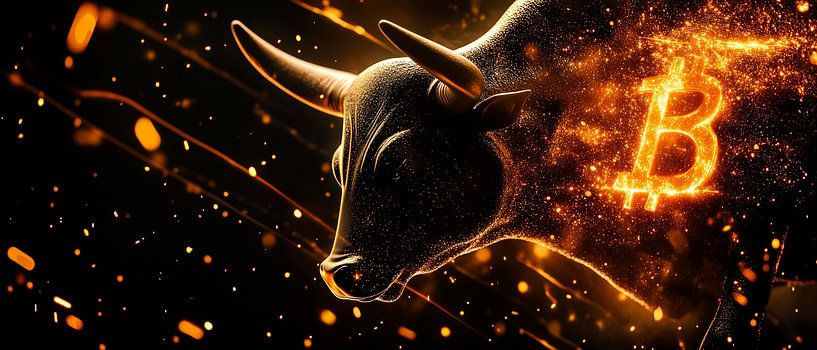 Bulle mit Bitcoin-Symbol – Digitales Kunstwerk von Poster Art Shop