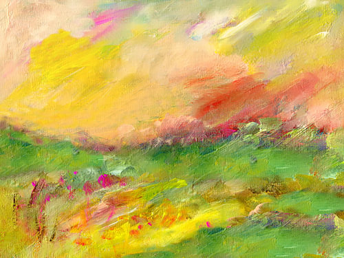 Art Pastell 33 - romantische Wiesenlandschaft