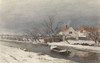 Winterlandschaft mit Häusern an einem Kanal, Louis Apol, von Marieke de Koning Miniaturansicht