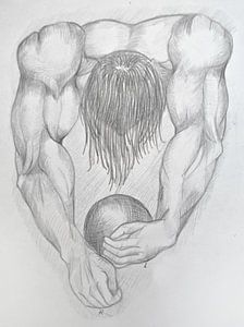 Zeichnen von Armen mit einem Ball.