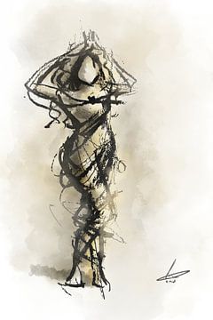 Woman in barbed wire dress