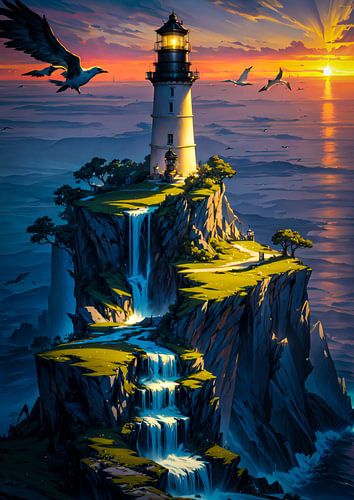 Lighthouse Near Cliff Edge