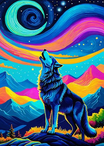 Wolf huilende sterrennacht