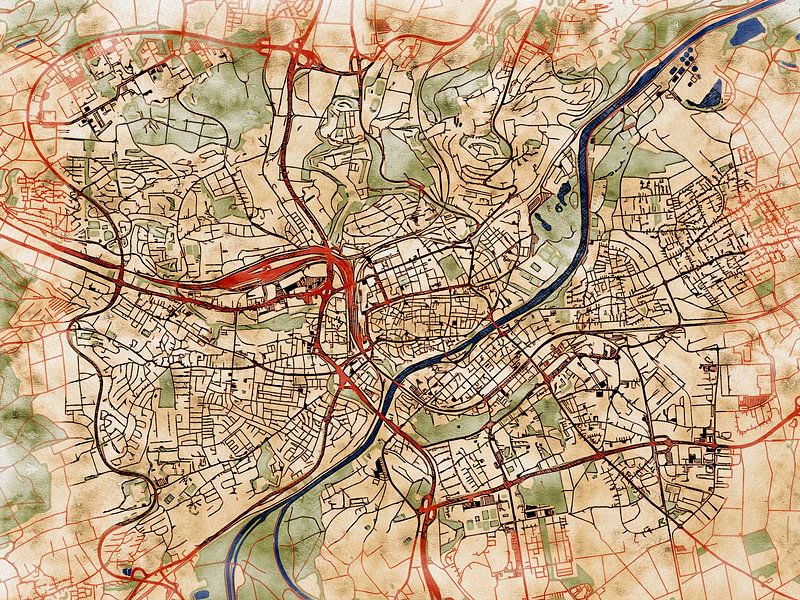 Map of Ulm with the style 'Serene Summer' by Maporia
