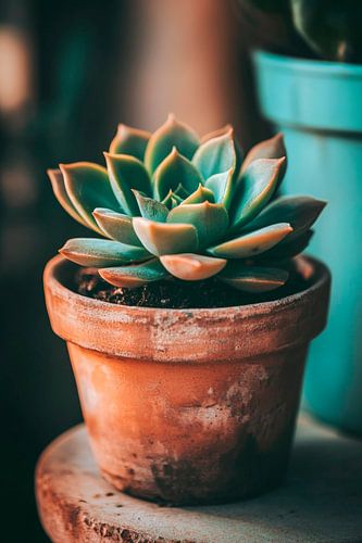 Succulent in een kleipot met stijl