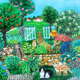 Katten in een tuin von Gloria Gill