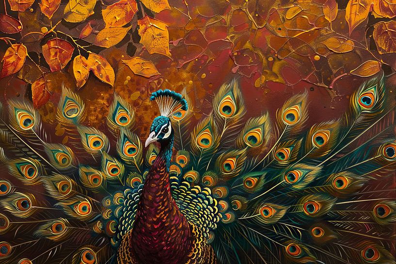 Pfau | Pfau Gemälde von Poster Art Shop