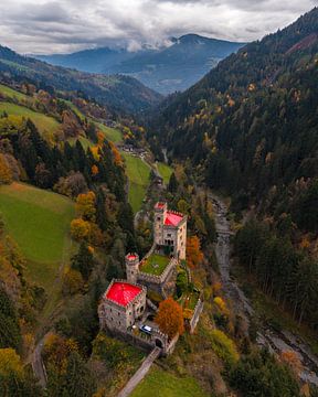 Historic castle in the Dolomites during autumn by Ewold Kooistra