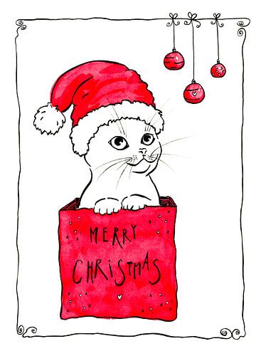 Vrolijk kerstfeest schattige kat
