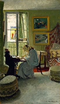Félix Vallotton - Schrijvende vrouw in een interieur (1904) van Peter Balan