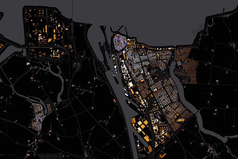 Kaart van Terneuzen abstract van Maps Are Art
