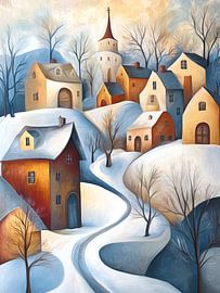 Snow in the village by Jutta Maria Pusl