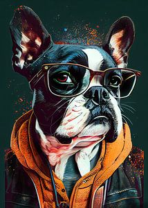 Hipster dog Harley #dog von JBJart Justyna Jaszke