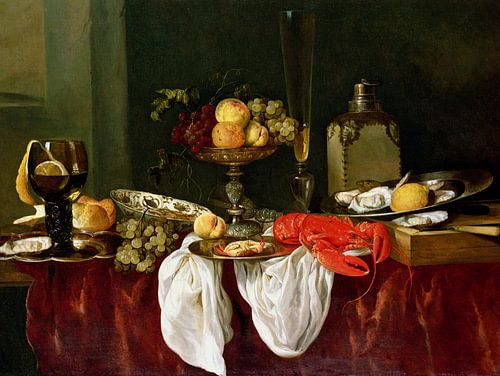 Abraham Hendricksz van Beyeren~Still Life With Lobster Oil On Ca