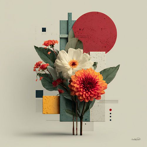 Abstract met bloemen