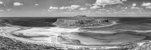 Balos Beach Lagoon op Kreta in Griekenland in zwart-wit.
