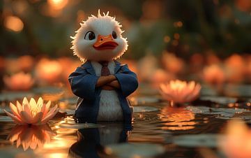 Die Dapper Duck in einem Lotusparadies