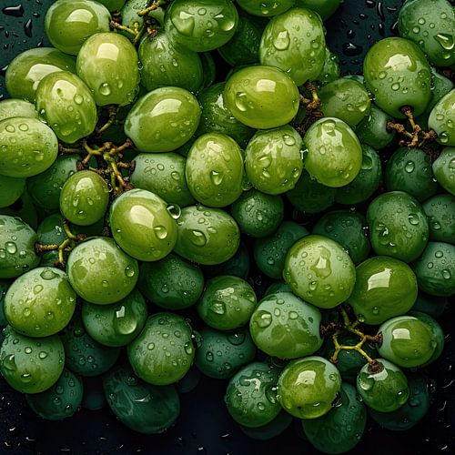 Fresh Grapes with Water Drops