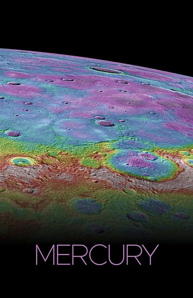 STK205487S-Solar system poster of Mercury. by Stocktrek Images